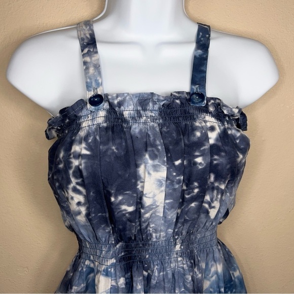 XS BLUE TIE DYE SLEEVELESS DRESS WOMENS SQUARE NECKLINE - Picture 6 of 10